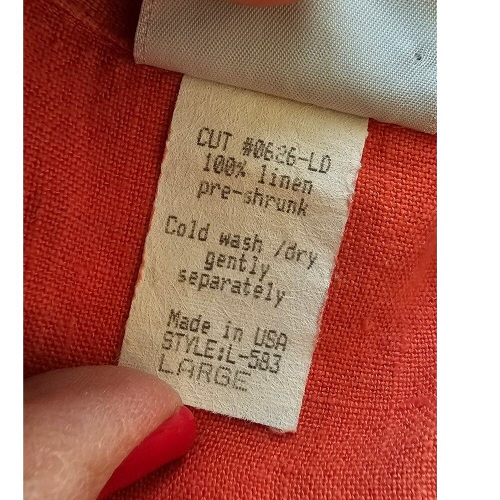 VTG Donna Women's 100% Linen Relaxed Fit Button Front Jacket Size L Muted Orange - Picture 6 of 6